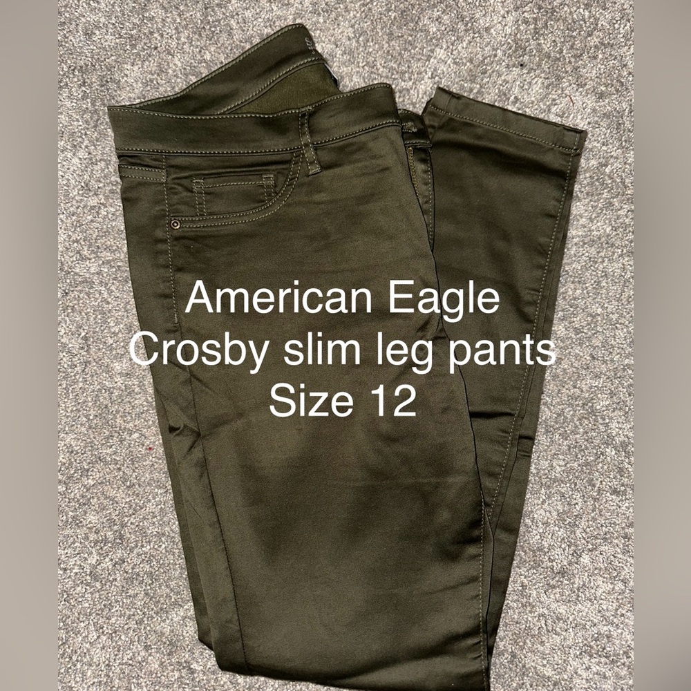 American Eagle Olive Slim Leg Pants